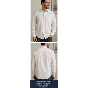 Blue Rain Men’s Ivory Silk Button Down Shirt L